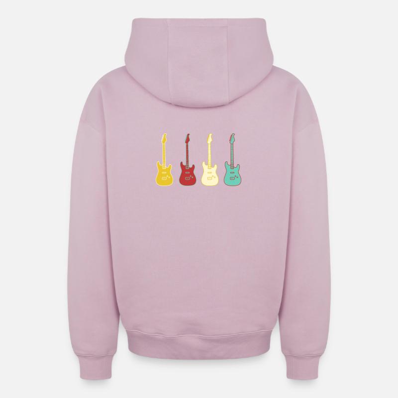 Guitares Pop - Sweat à capuche unisexe zippé oversize épais SPREAD - rose poudré
