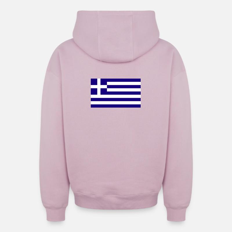 Drapeau national de la Grèce - Sweat à capuche unisexe zippé oversize épais SPREAD - rose poudré