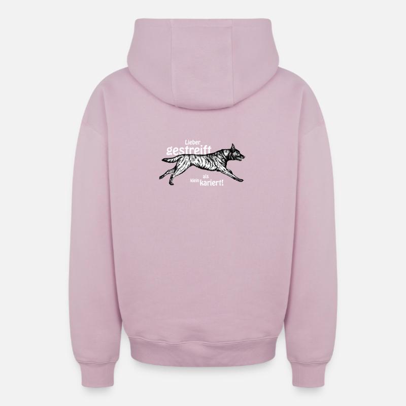 Mieux rayé que petit - blanc - Sweat à capuche unisexe zippé oversize épais SPREAD - rose poudré