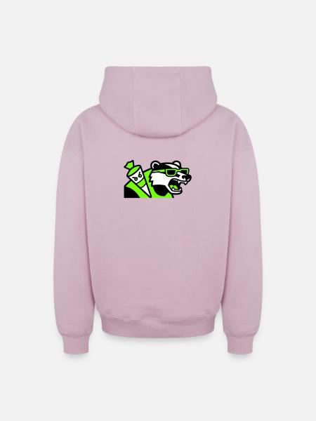 Badger Schoolbag Mascot - Oversized Heavyweight Unisex Zip Hoodie - dusky pink