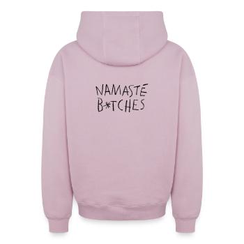 Namasté Black - Oversized Heavyweight Unisex Zip Hoodie - dusky pink - Back - AI Model Male 178 light (178cm)