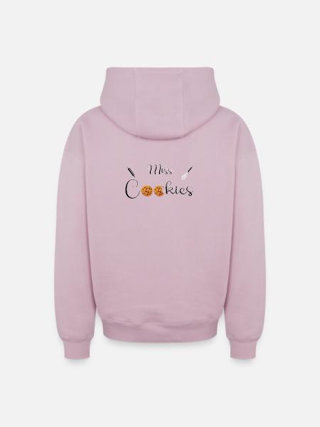 Miss cookies - Sweat à capuche unisexe zippé oversize épais SPREAD - rose poudré