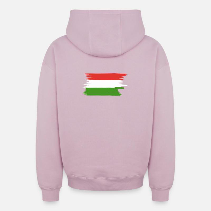 Vacances du drapeau hongrois - Sweat à capuche unisexe zippé oversize épais SPREAD - rose poudré