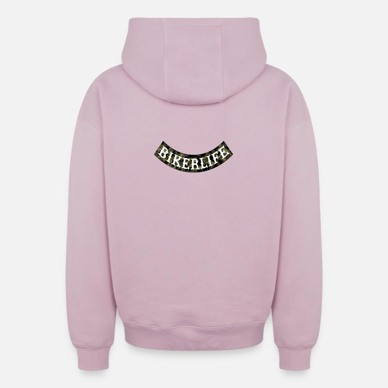 Bannière de camouflage Bikerlife - Sweat à capuche unisexe zippé oversize épais SPREAD - rose poudré