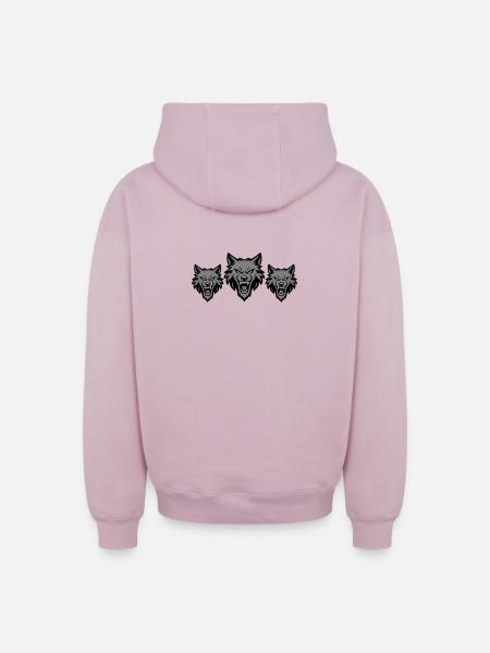 Wolf Team Pack - Oversized Heavyweight Unisex Zip Hoodie - dusky pink