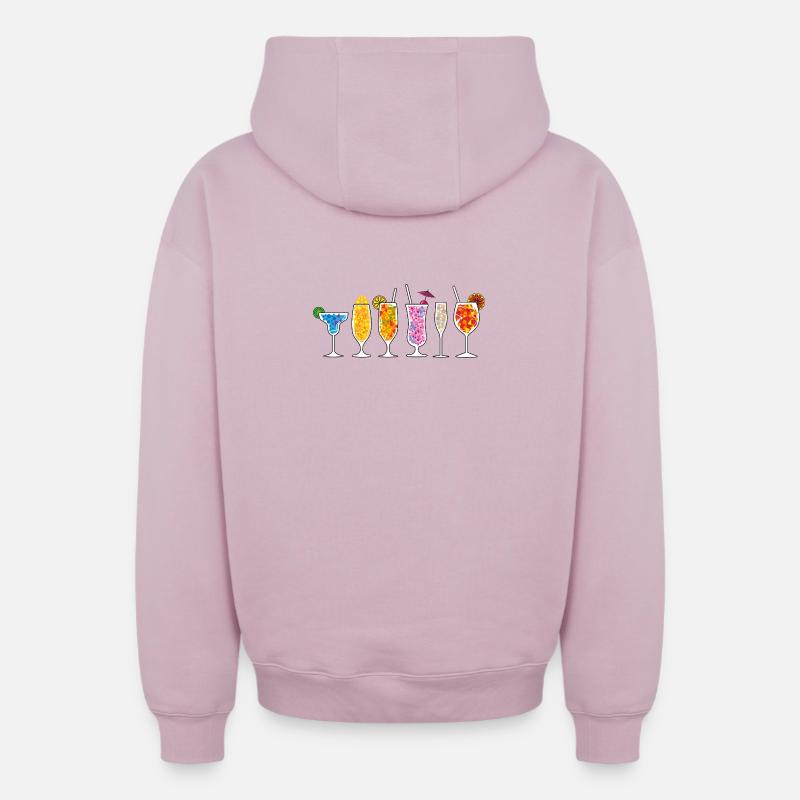 Summer Drinks - Oversized Heavyweight Unisex Zip Hoodie - dusky pink