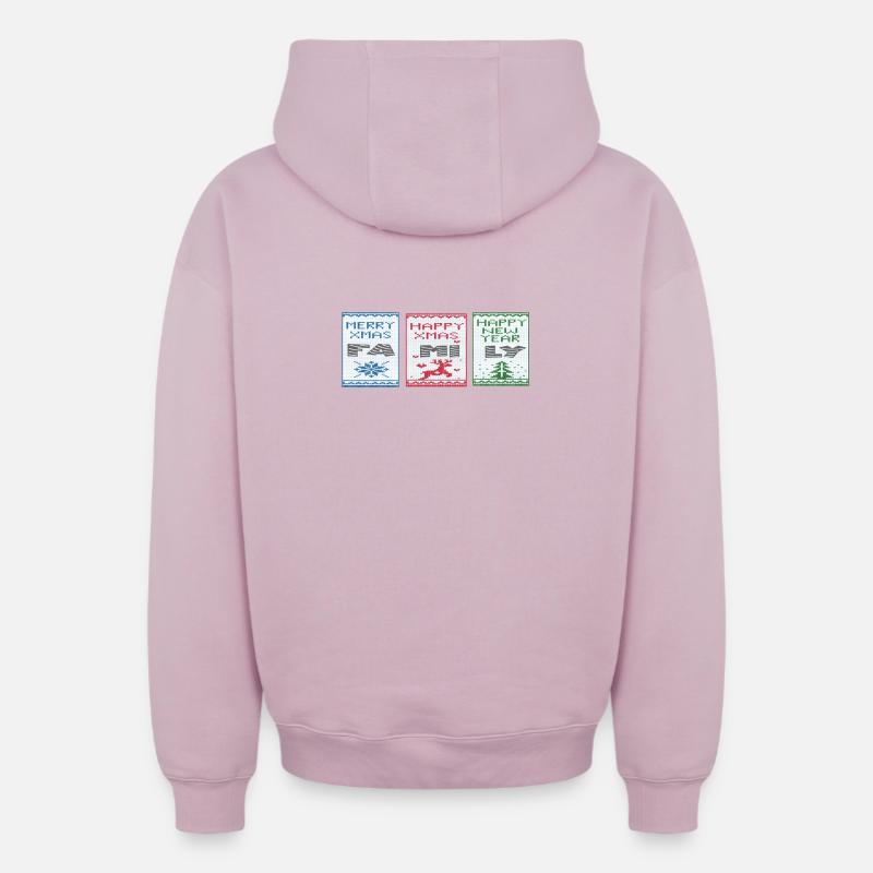 Joyeux Noël - Sweat à capuche unisexe zippé oversize épais SPREAD - rose poudré
