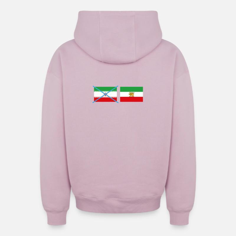 Drapeaux iraniens brisés - Sweat à capuche unisexe zippé oversize épais SPREAD - rose poudré
