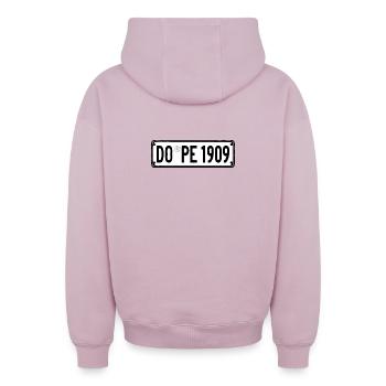 Nummernschild DO-PE 1909 kultig Ruhrpott - Oversized Heavyweight Unisex Zip Hoodie - Altrosa - Hinten - AI Model Male 178 light (178cm)