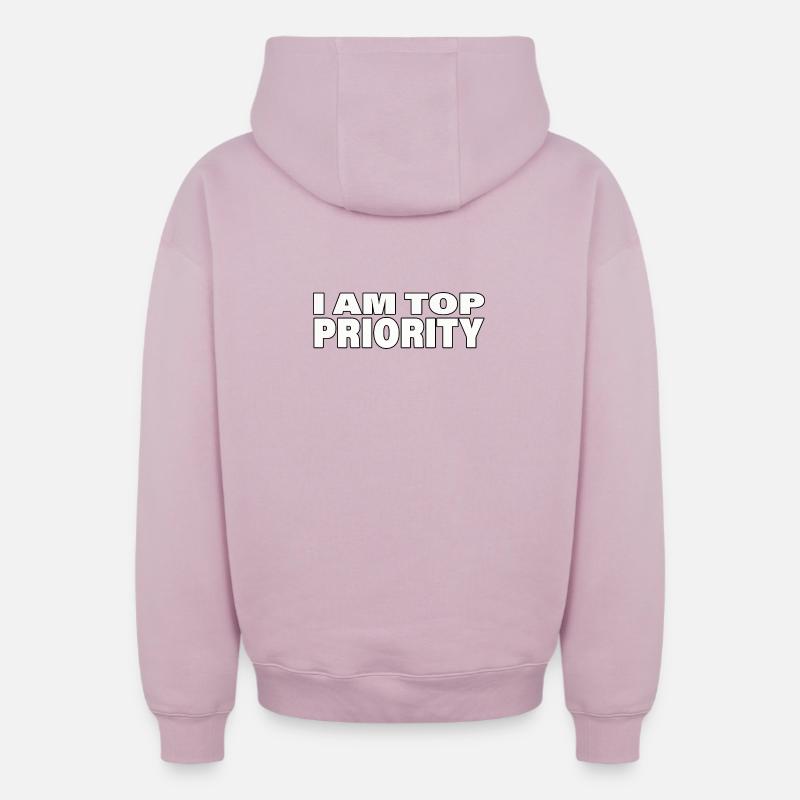 PRIORITÉ - Sweat à capuche unisexe zippé oversize épais SPREAD - rose poudré