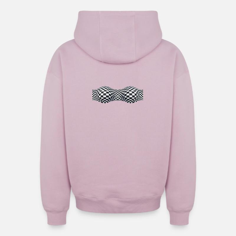 Folded Checkered Patterns - Oversized Heavyweight Unisex Zip Hoodie - dusky pink