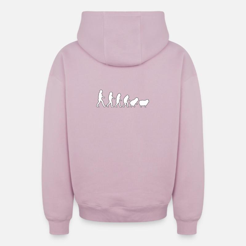 Evolution to Sheep: Herd Mindset - Oversized Heavyweight Unisex Zip Hoodie - dusky pink