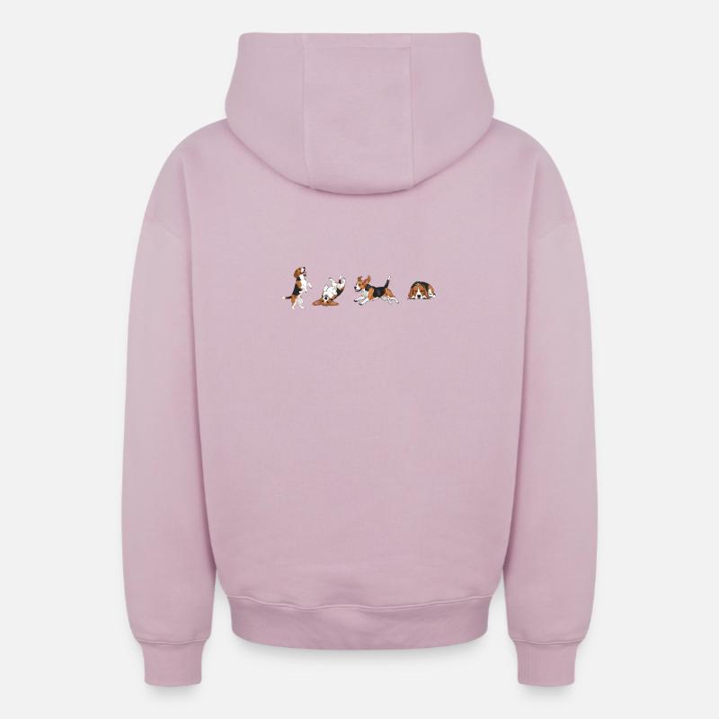 Chiens mignons  - Sweat à capuche unisexe zippé oversize épais SPREAD - rose poudré