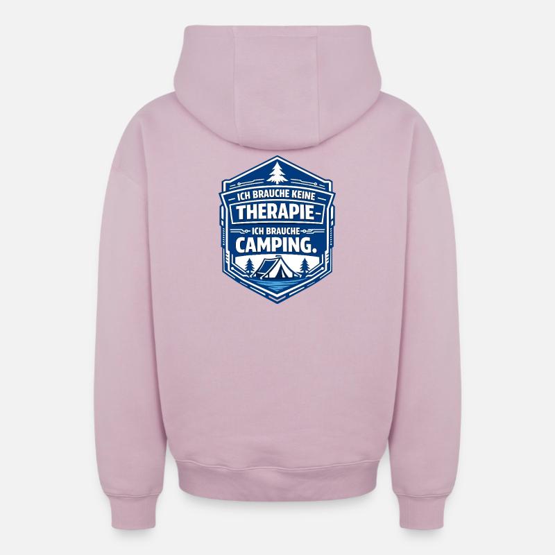 Camping - Sweat à capuche unisexe zippé oversize épais SPREAD - rose poudré