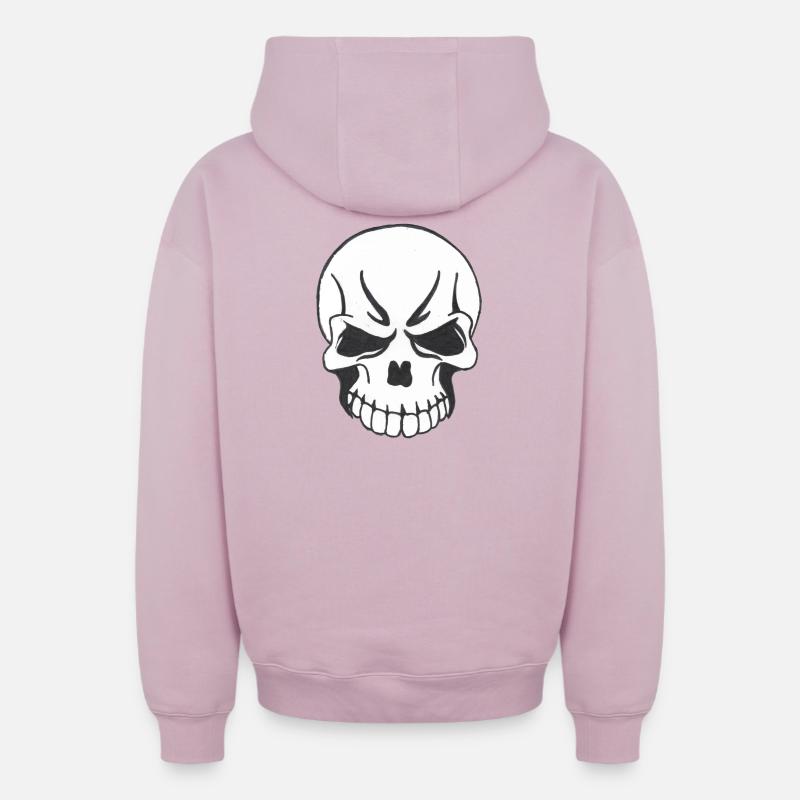 SKULL COMIC STYLE - Sweat à capuche unisexe zippé oversize épais SPREAD - rose poudré