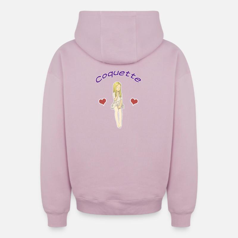 Fillette coquette - Sweat à capuche unisexe zippé oversize épais SPREAD - rose poudré
