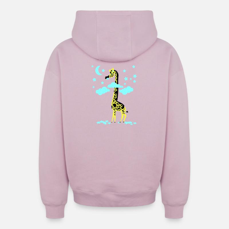 star-mangeur girafe - Sweat à capuche unisexe zippé oversize épais SPREAD - rose poudré