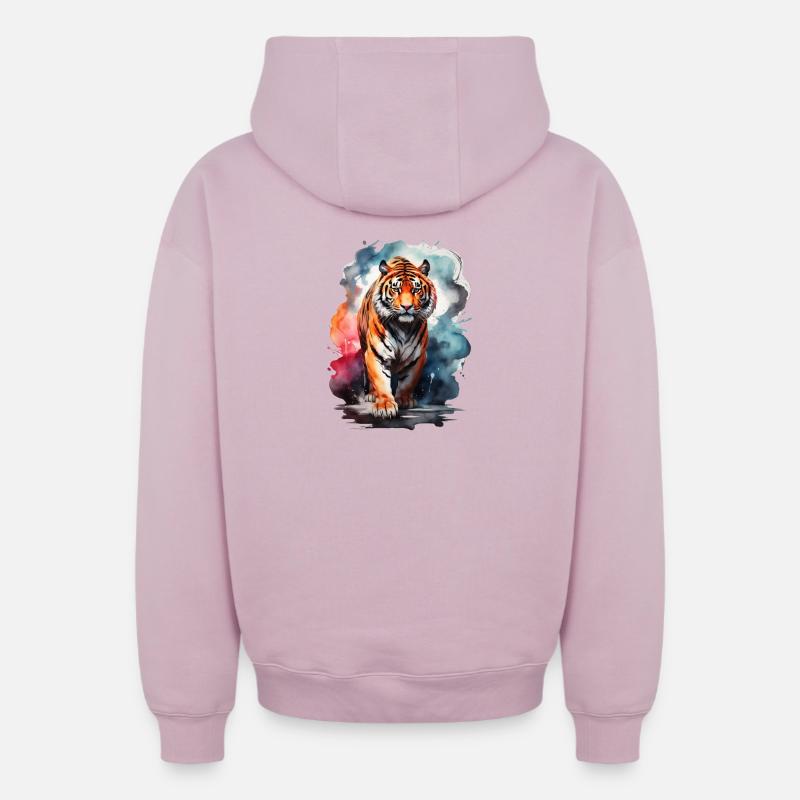 du tigre - Sweat à capuche unisexe zippé oversize épais SPREAD - rose poudré