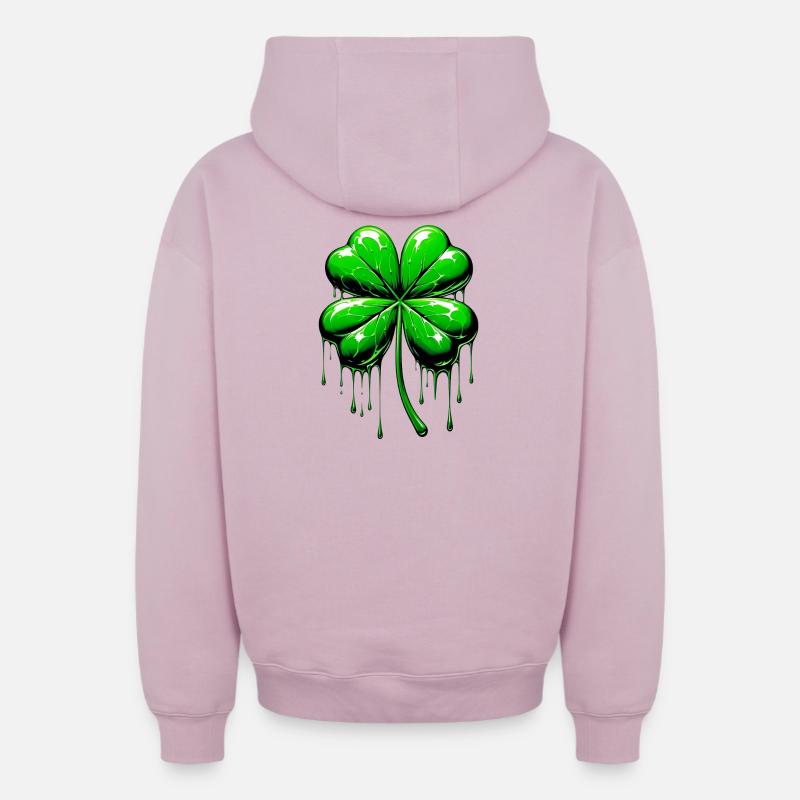 Trèfle à quatre feuilles - Sweat à capuche unisexe zippé oversize épais SPREAD - rose poudré
