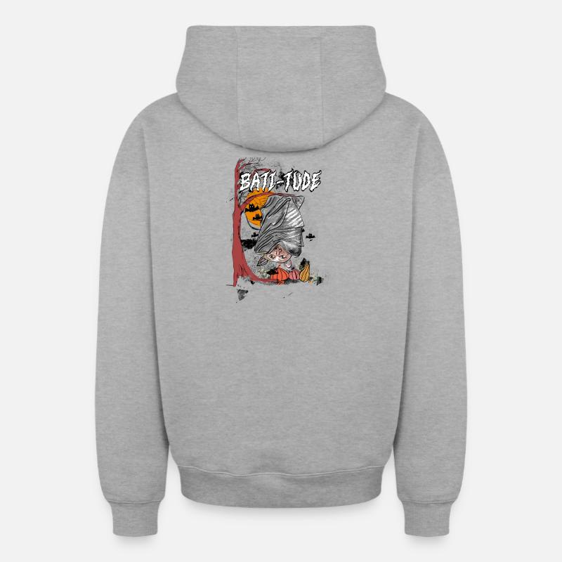 Batt-itude - Sweat à capuche unisexe zippé oversize épais SPREAD - gris chiné