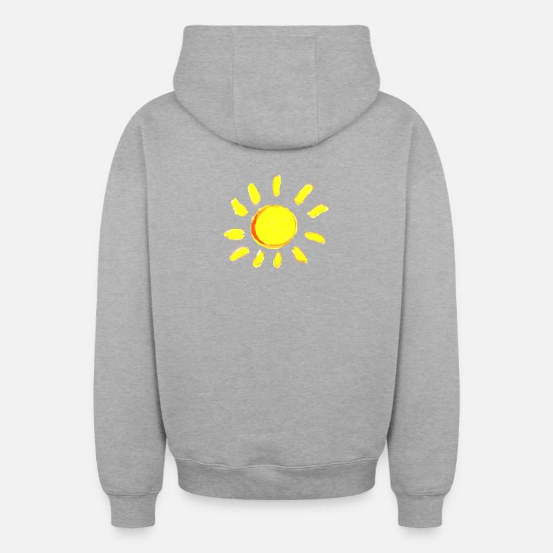 soleil soleil - Sweat à capuche unisexe zippé oversize épais SPREAD - gris chiné