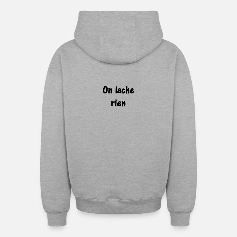 On lache rien - Sweat à capuche unisexe zippé oversize épais SPREAD - gris chiné