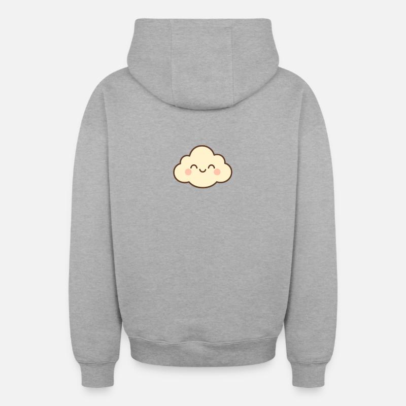 Nuage Sourire Doux - Sweat à capuche unisexe zippé oversize épais SPREAD - gris chiné