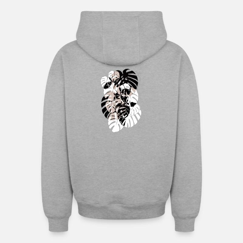 MONSTERA - Sweat à capuche unisexe zippé oversize épais SPREAD - gris chiné