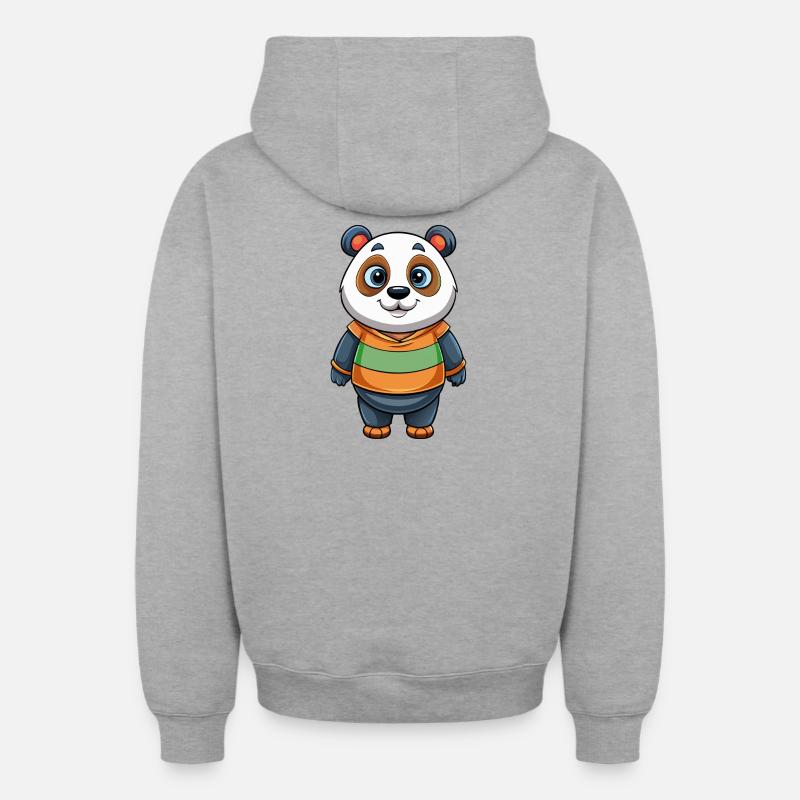 panda - Sweat à capuche unisexe zippé oversize épais SPREAD - gris chiné