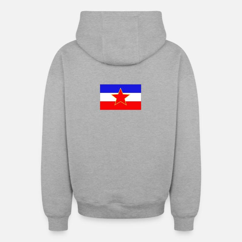 jugoslavija - Sweat à capuche unisexe zippé oversize épais SPREAD - gris chiné