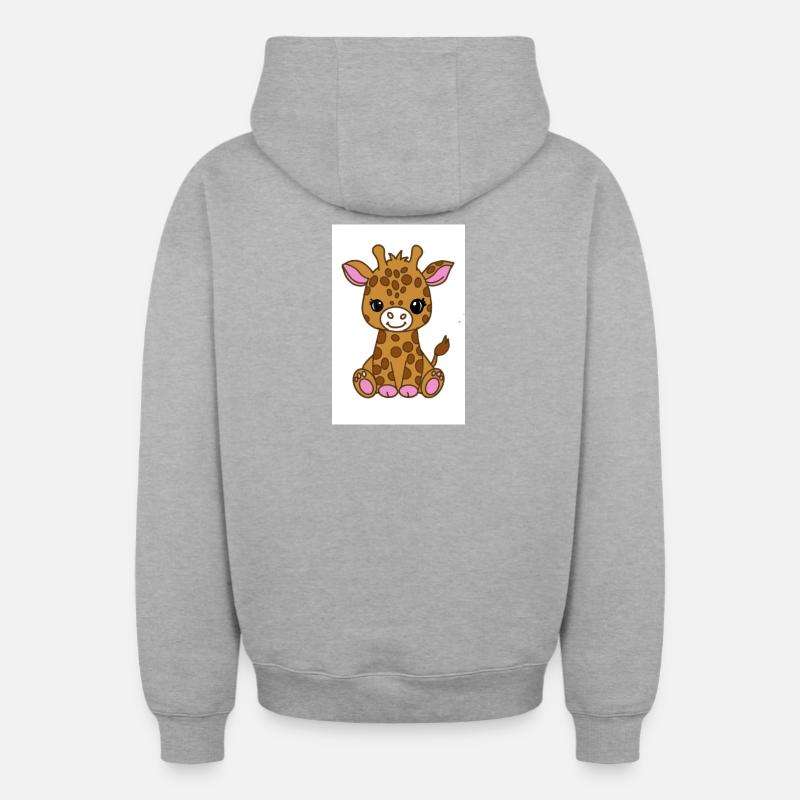 Girafon kawaï  - Sweat à capuche unisexe zippé oversize épais SPREAD - gris chiné