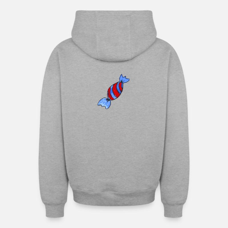 bonbons - Sweat à capuche unisexe zippé oversize épais SPREAD - gris chiné
