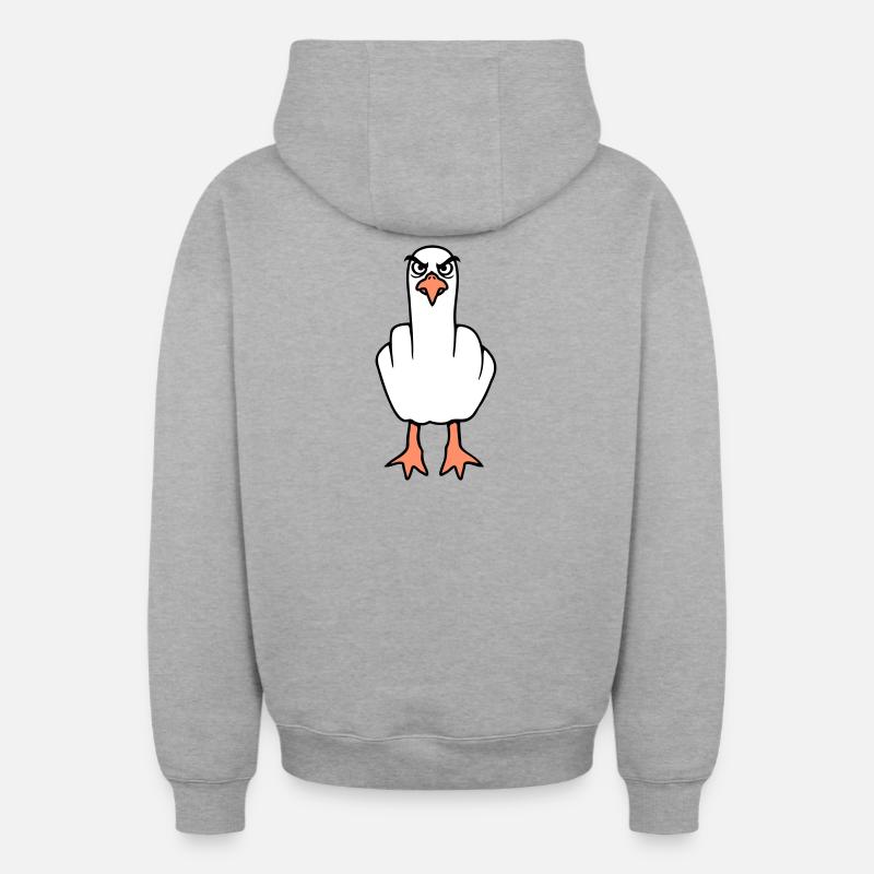 Möwe Mittelfinger Beleidigung Stinkefinger frech - Oversized Heavyweight Unisex Zip Hoodie - Grau meliert