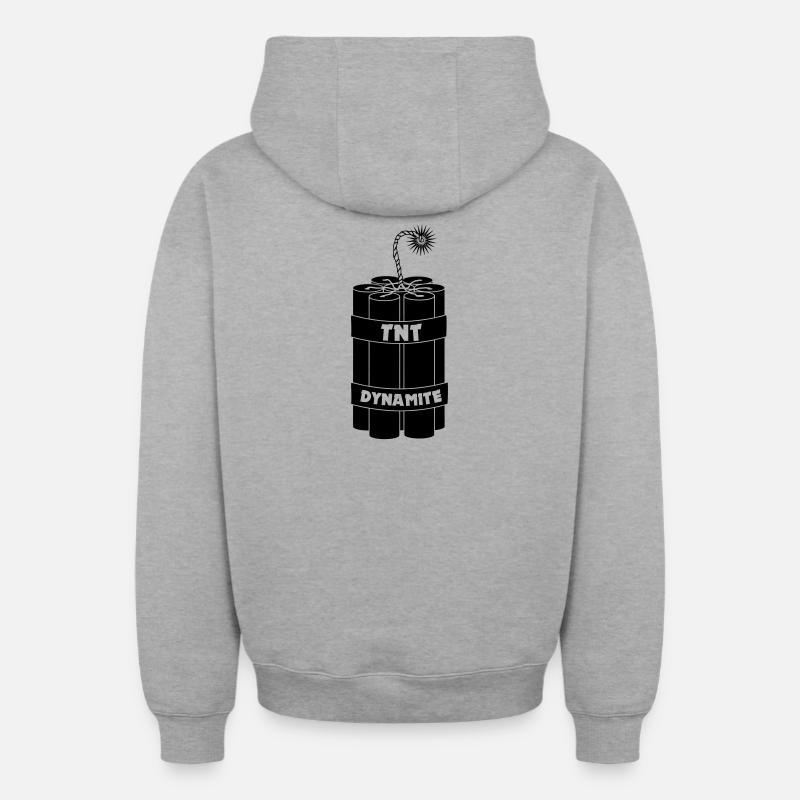 Sieben brennende Dynamitstangen - Oversized Heavyweight Unisex Zip Hoodie - Grau meliert