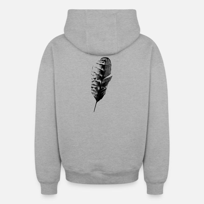 Plume d’écriture - Sweat à capuche unisexe zippé oversize épais SPREAD - gris chiné