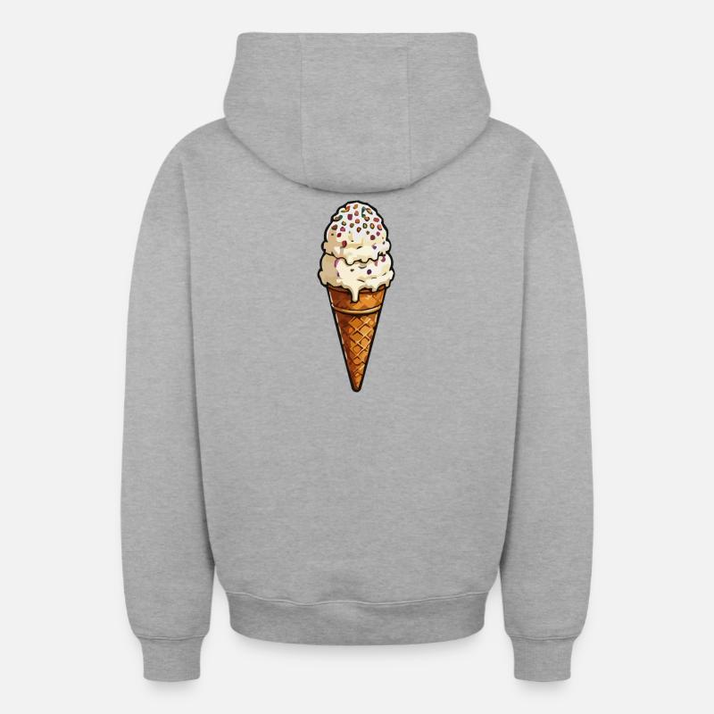 Double glace avec des vermicelles - Sweat à capuche unisexe zippé oversize épais SPREAD - gris chiné