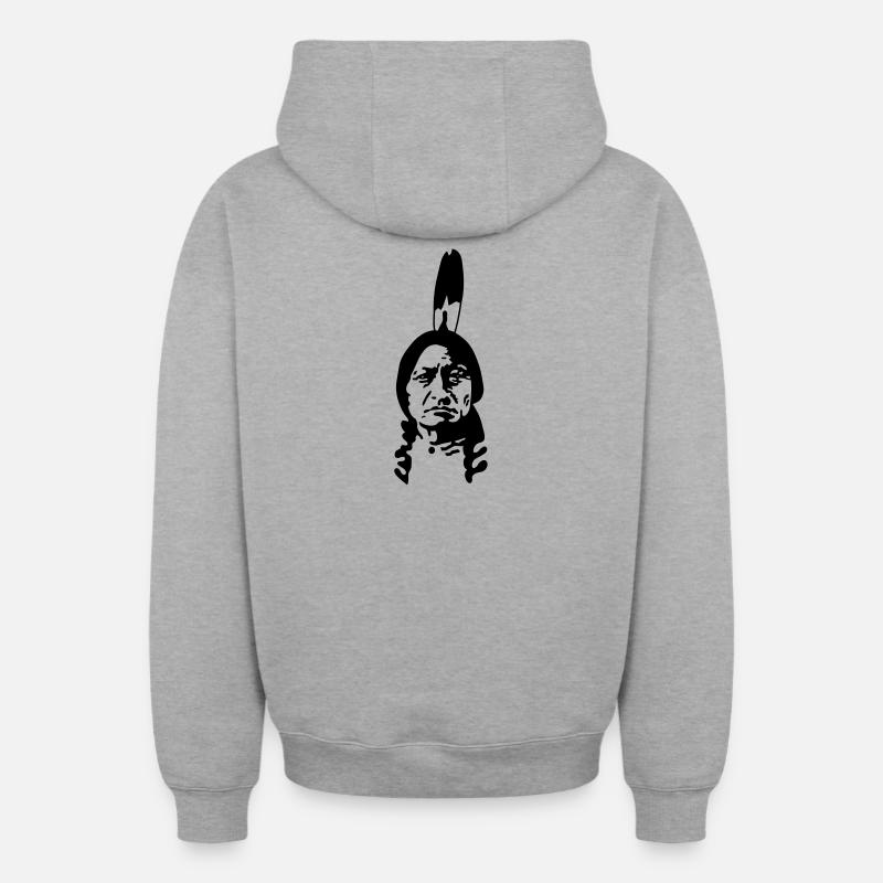 indianer_2 - Sweat à capuche unisexe zippé oversize épais SPREAD - gris chiné