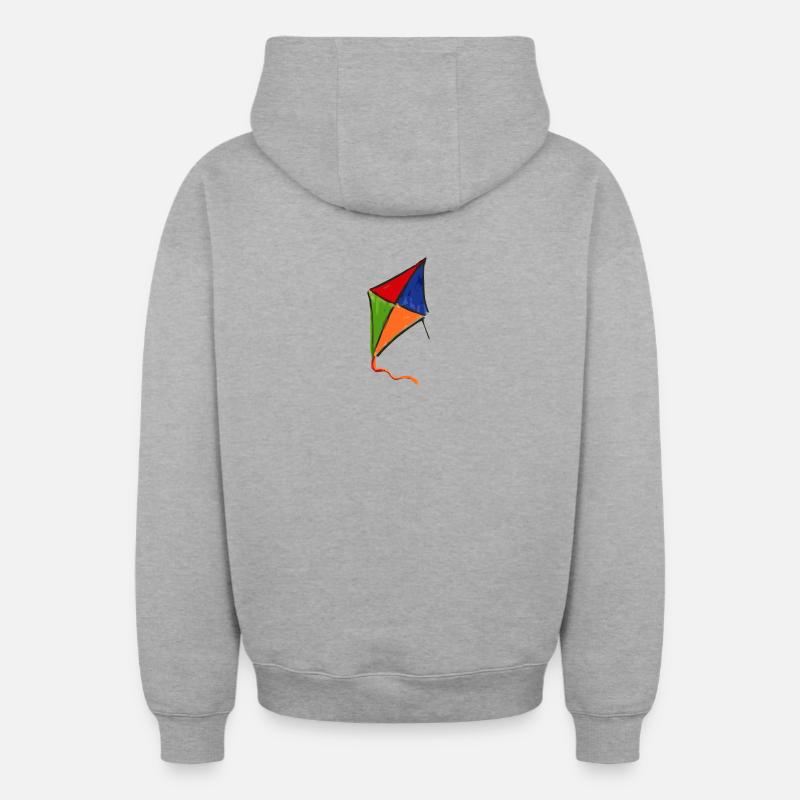 cerf-volant - Sweat à capuche unisexe zippé oversize épais SPREAD - gris chiné