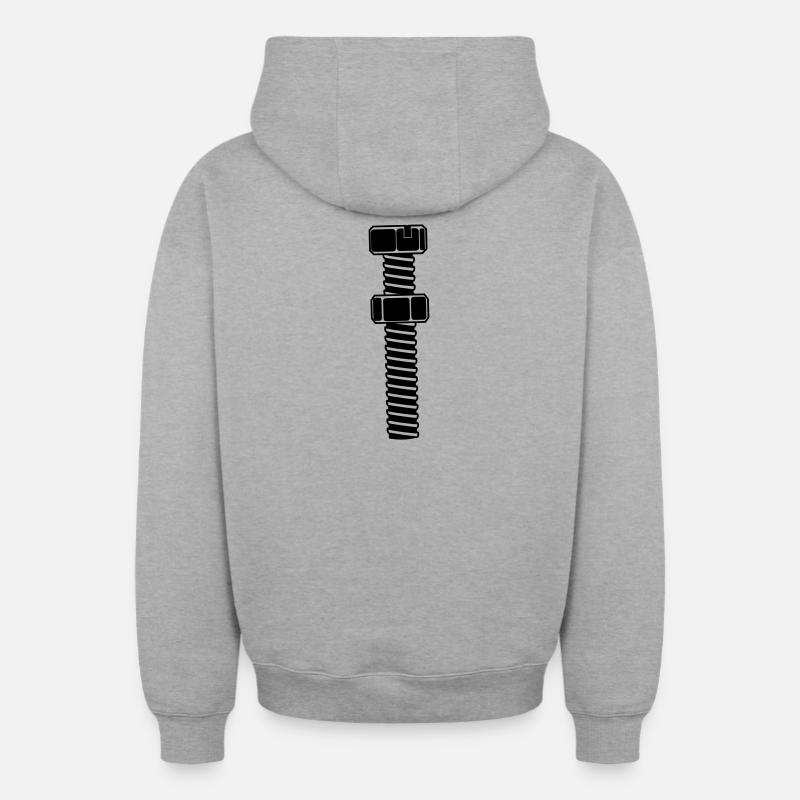 Boulon et écrou - Sweat à capuche unisexe zippé oversize épais SPREAD - gris chiné