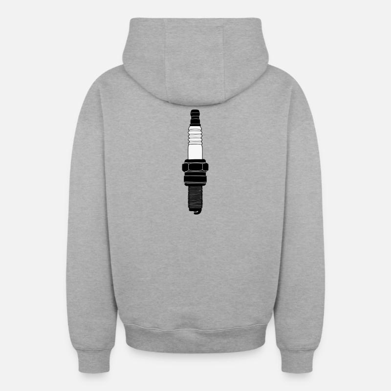 Bougie d’allumage remplie - Sweat à capuche unisexe zippé oversize épais SPREAD - gris chiné