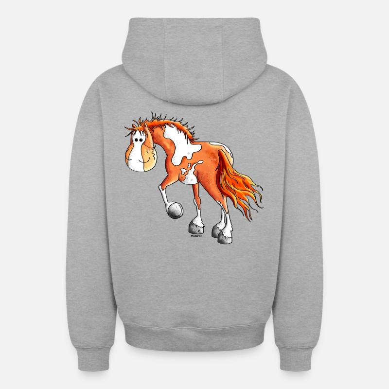 Drôle Pinto - Équitation Western - Cheval - Sweat à capuche unisexe zippé oversize épais SPREAD - gris chiné