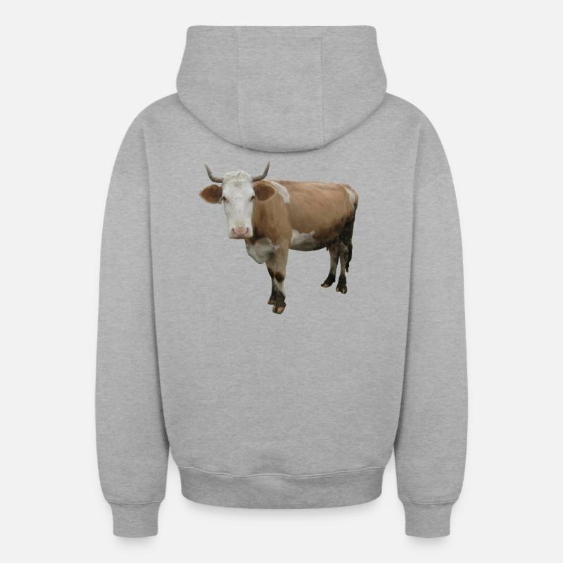 Vache - Sweat à capuche unisexe zippé oversize épais SPREAD - gris chiné