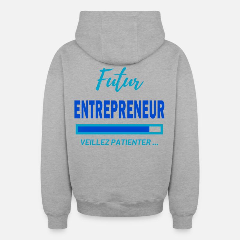 Futur Entrepreneur Motivation T-Shirt - Sweat à capuche unisexe zippé oversize épais SPREAD - gris chiné