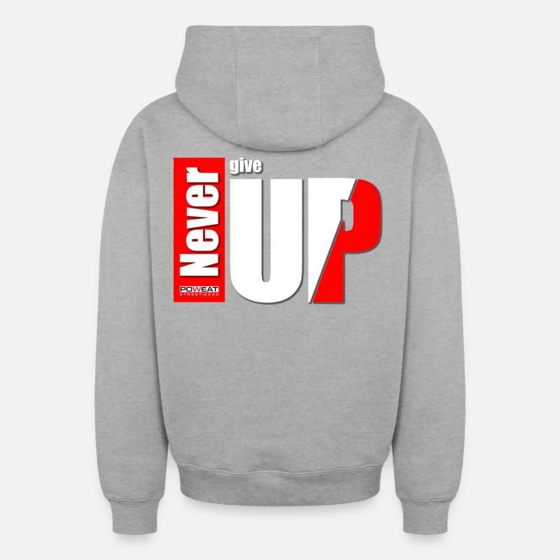 Ne jamais abandonner - Sweat à capuche unisexe zippé oversize épais SPREAD - gris chiné