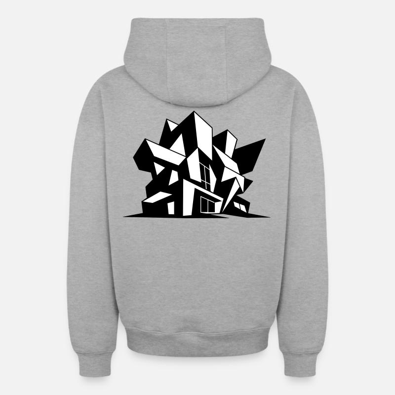 Brutalisme Architecture - Sweat à capuche unisexe zippé oversize épais SPREAD - gris chiné