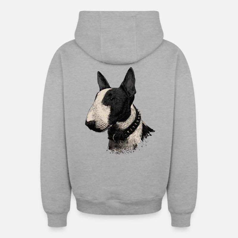 Bull Terrier - Sweat à capuche unisexe zippé oversize épais SPREAD - gris chiné