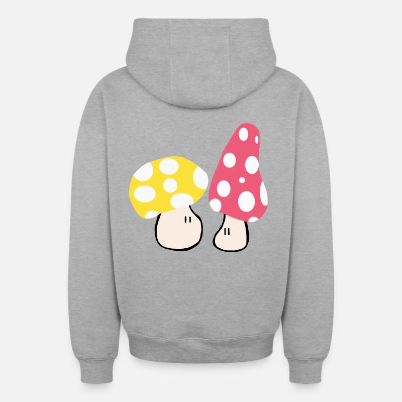 Champignons d’automne - Sweat à capuche unisexe zippé oversize épais SPREAD - gris chiné