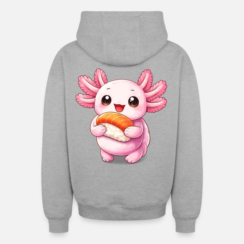 Kawaii Sushi Sprite - Sweat à capuche unisexe zippé oversize épais SPREAD - gris chiné
