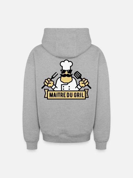 Grill Master (Grill / BBQ / BBQ / 3C) - Oversized Heavyweight Unisex Zip Hoodie - heather grey