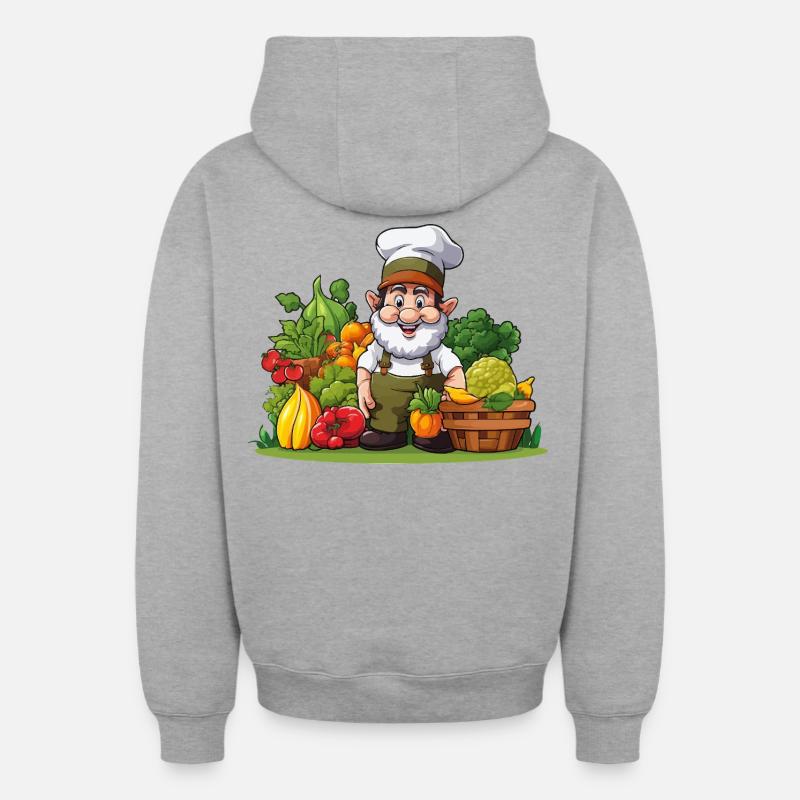 Chef chez Gemüseparadies - Sweat à capuche unisexe zippé oversize épais SPREAD - gris chiné